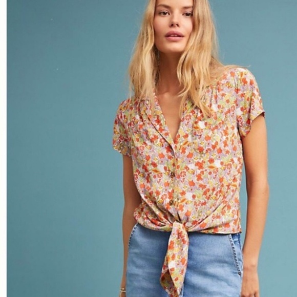 Anthropologie Tops - Anthropologie Maeve Fruit Citrus Bateau Top